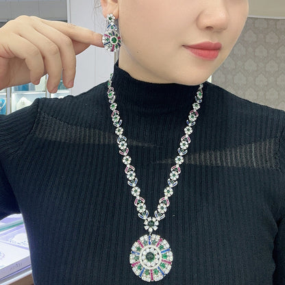 Colorful compass earrings gold-plated heavy industry fashionable and high-end evening earrings