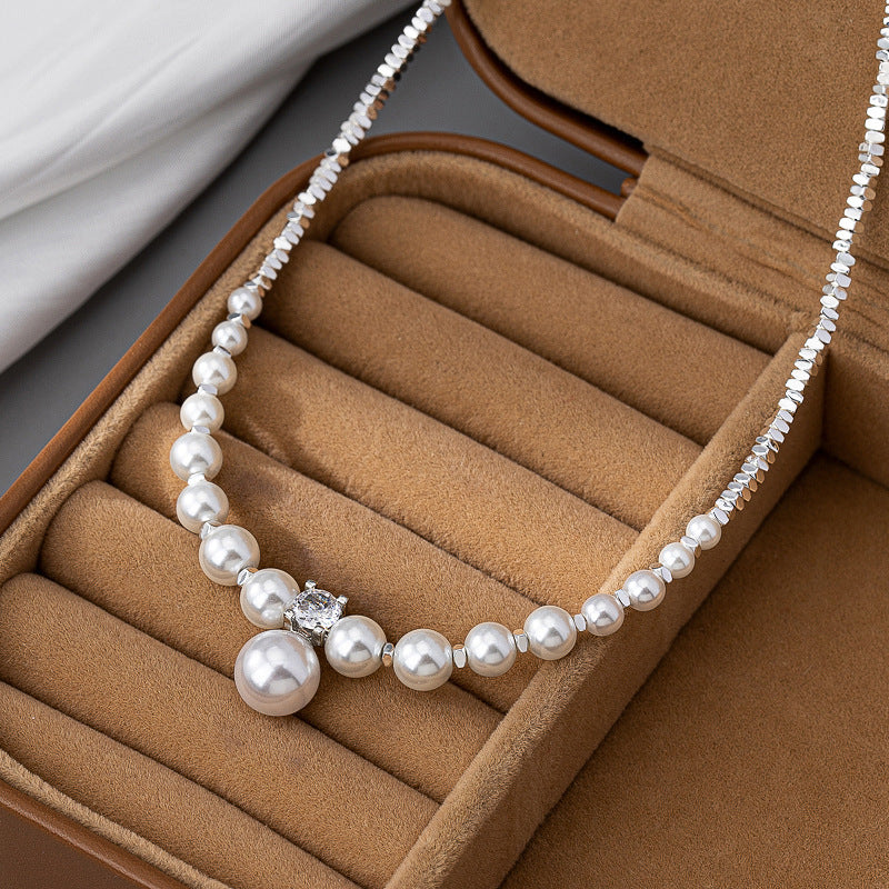 925 silver starry sky pearl necklace sweater chain versatile temperament light luxury collarbone chain