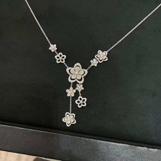New high-end Graf floral double necklace with tassels, light luxury, niche, minimalist temperament, butterfly collarbone chain