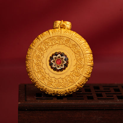 Hand drawn rubbing Thangka pendant, green Tara brass accessory, men's and women's Tibetan Thangka