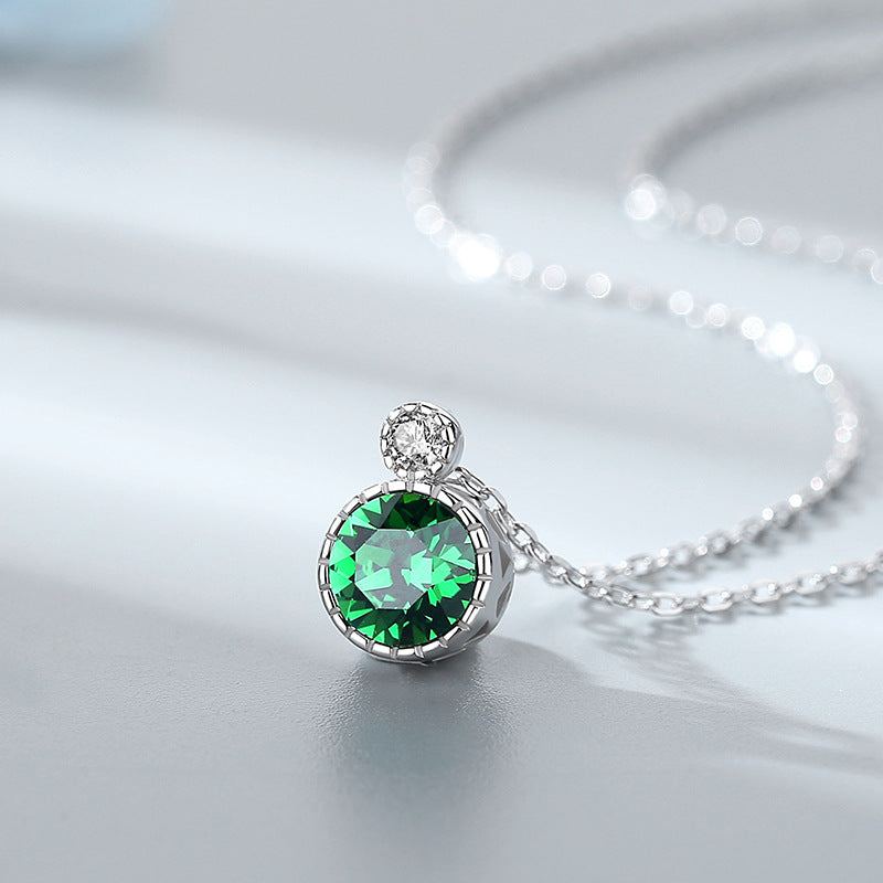Classic Ocean Heart Necklace Women's Jewelry S925 Silver Crystal Pendant Clavicle Chain
