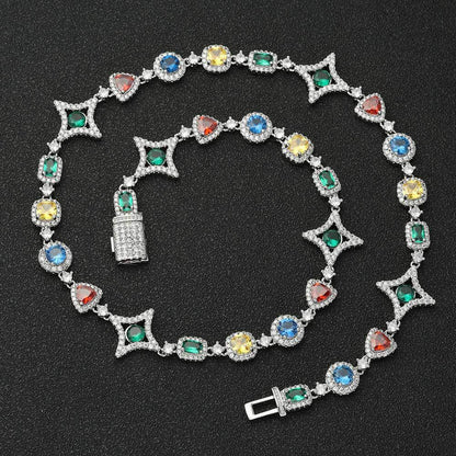 Popular hip-hop colorful gem necklace for women jewelry collarbone chain