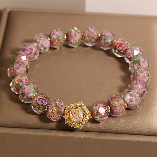 New Chinese style amethyst bracelet with versatile temperament, rose glass bracelet, bracelet