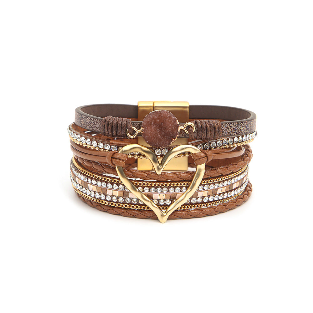 Hot selling Bohemian multi-layer leather bracelet hand woven women's bracelet