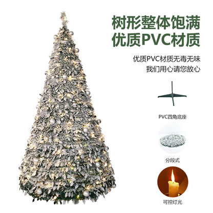 2025 New Hot Selling Plush Falling Snow Scalable Folding Christmas Tree with LED Lights Christmas Decoration Tree