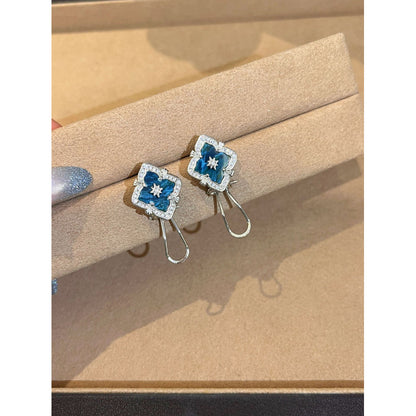 Vintage Italian Buchi Clover Blue Phosphorus Grey Necklace Bracelet Earrings