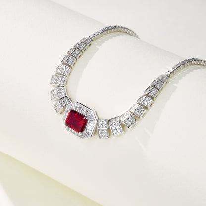 New cultivated emerald evening dress chain pendant S925 silver inlaid cultivated colorful treasure necklace