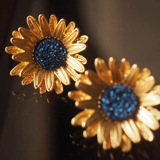 Sunflower French Earrings Earclip No Ear Hole Qingdao Vintage Jewelry Flower New Chinese Style