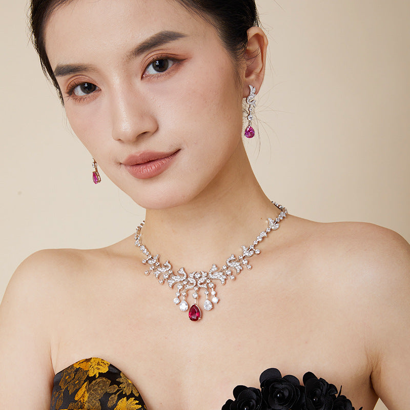 Josephine necklace gold-plated elegant temperament fashionable texture wedding dress evening dress collarbone chain