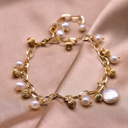 Baroque natural freshwater pearl bracelet, retro summer color retention bracelet, niche high-end handmade fashion accessory