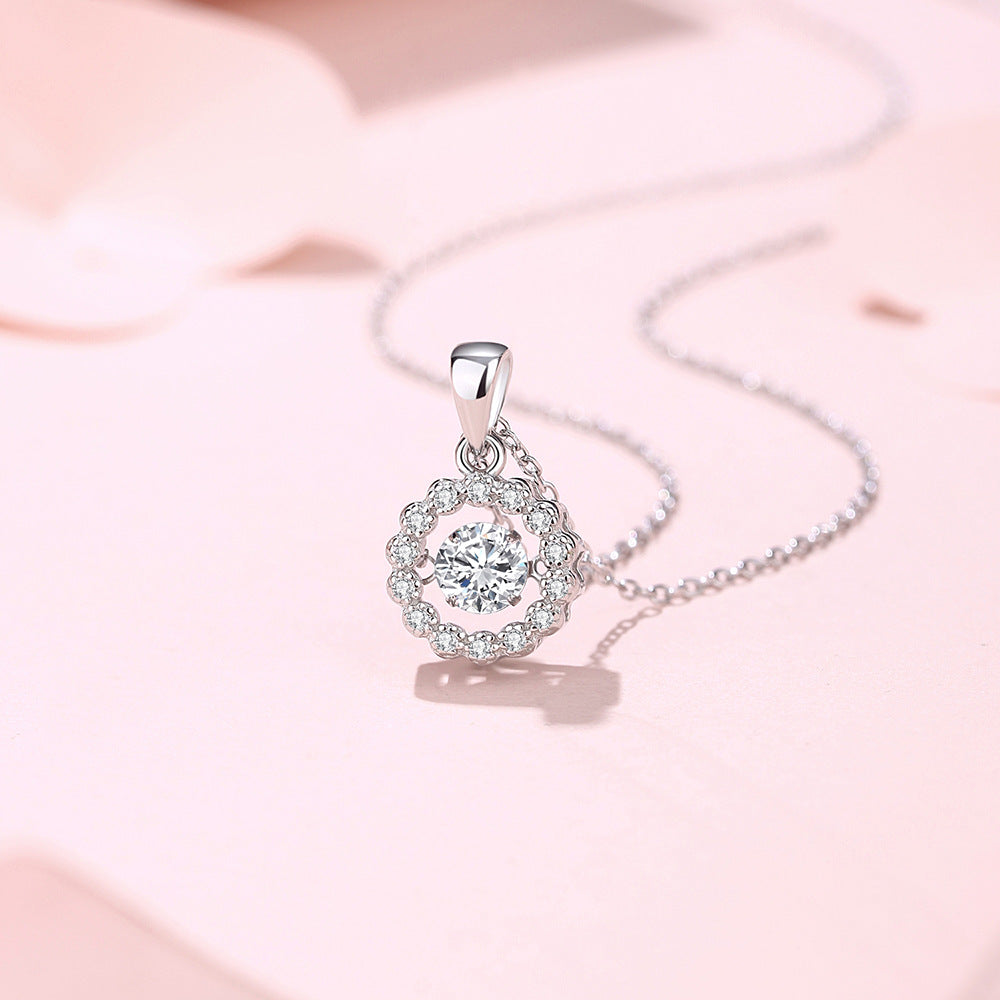 New S925 pure silver minimalist forest style sunflower necklace, niche pendant, agile collarbone chain