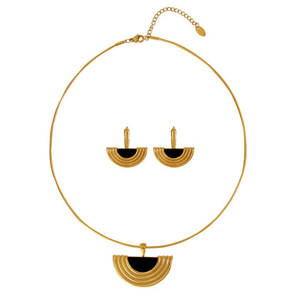 New European and American French Earring Necklace Set with Classical Egyptian Earrings and Metal Earrings