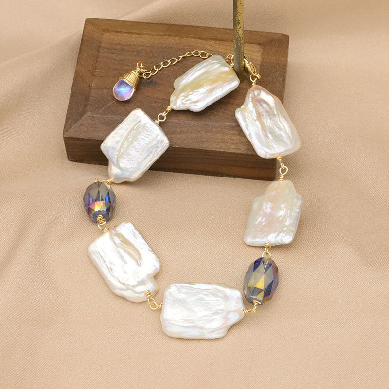 Baroque natural freshwater pearl bracelet, retro summer color retention bracelet, niche high-end handmade fashion accessory