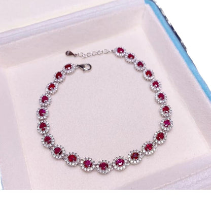 Natural Pigeon Blood Ruby Set Full Body 925 Silver Inlaid Charm Color Gemstone Jewelry