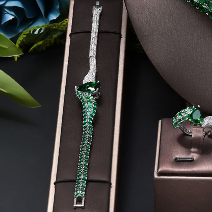 Hot selling jewelry four piece necklace+earrings+ring+bracelet 3A zircon jewelry set