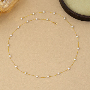 925 silver starry sky pearl necklace sweater chain versatile temperament light luxury collarbone chain