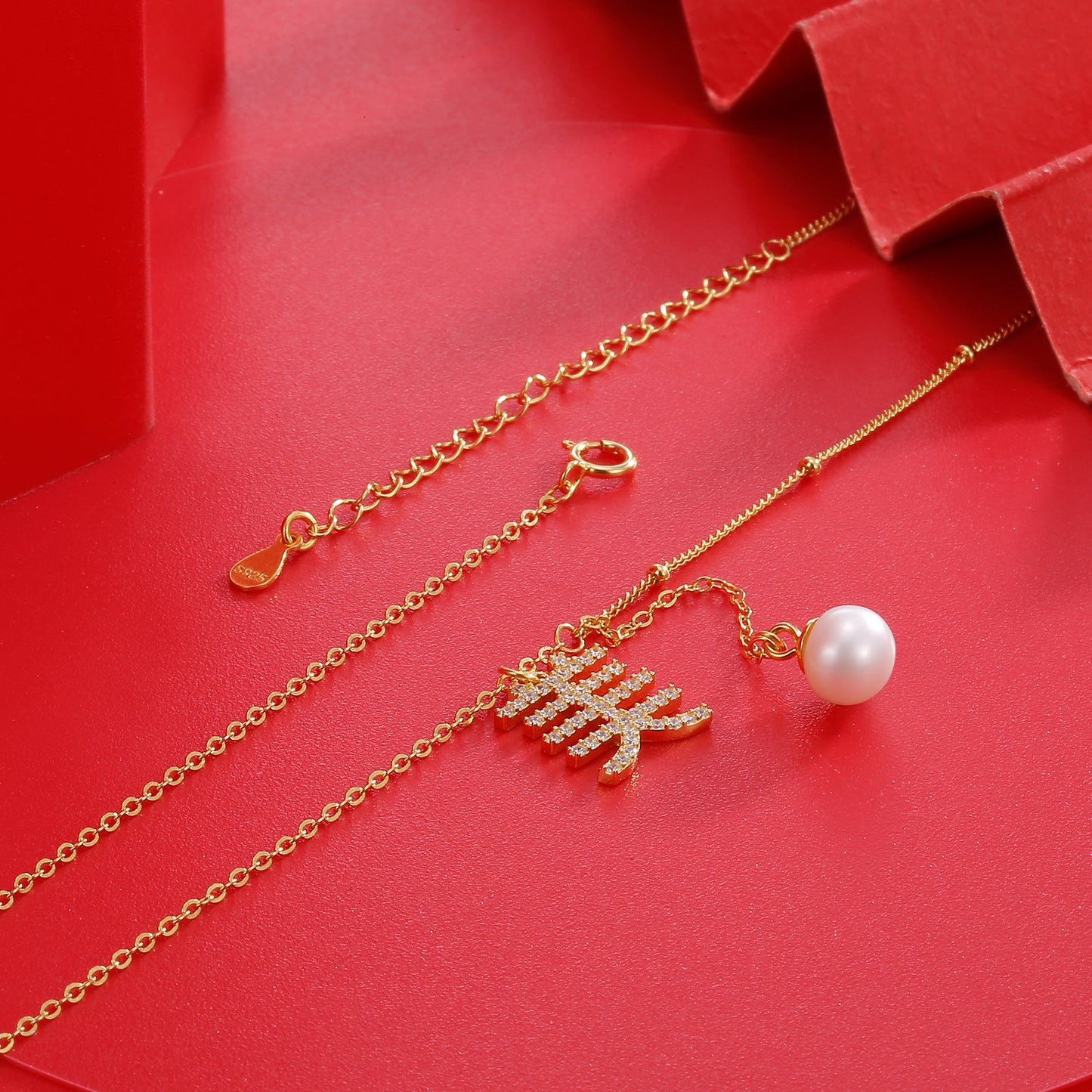 S925 silver "beauty" necklace, silver gold-plated natural pearl tassel pendant, collarbone chain