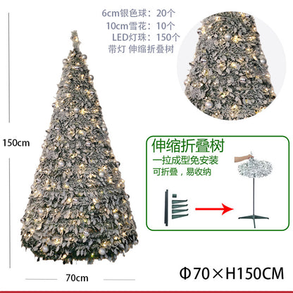 2025 New Hot Selling Plush Falling Snow Scalable Folding Christmas Tree with LED Lights Christmas Decoration Tree