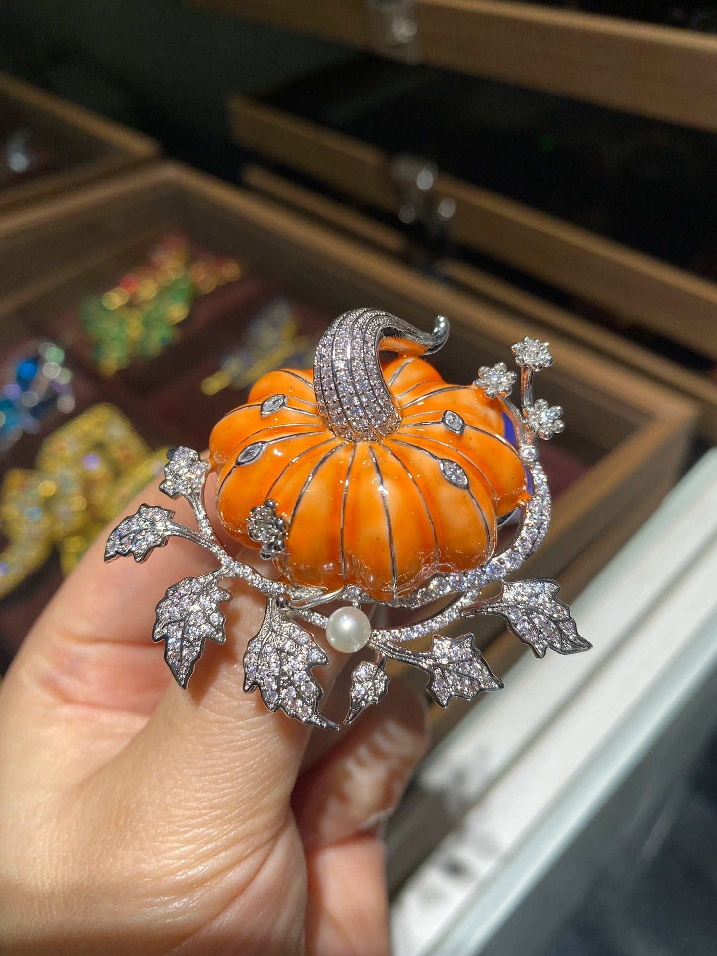 Thousand Clan Silver Christmas Gift High end Original Design Pumpkin Brooch Pendant Fashion Accessories