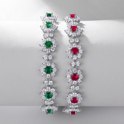 S925 pure silver full diamond cultivated emerald versatile women's bracelet trendy and versatile
