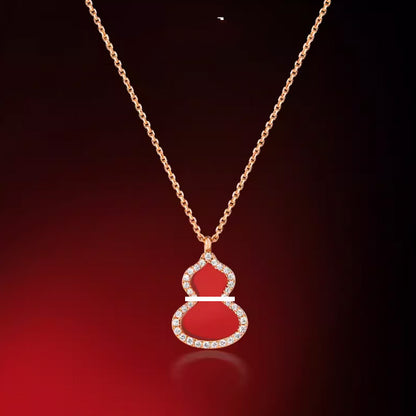New Hulu Necklace Women's Red Agate White Beimu 925 Silver Ferry 18k Rose Gold Diamond Pendant Flat Ankle chain