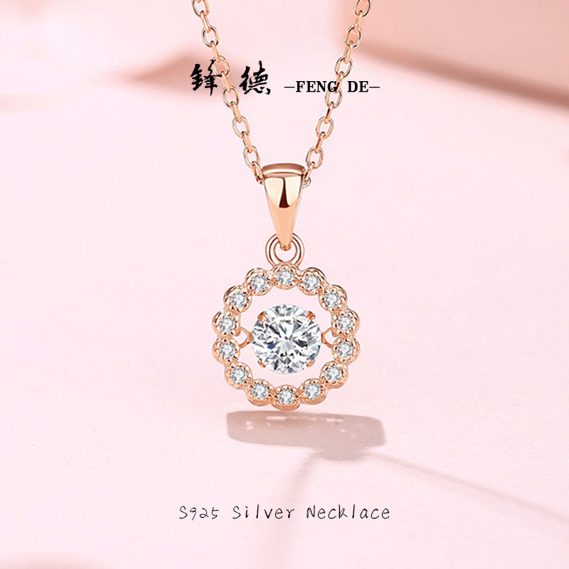 New S925 pure silver minimalist forest style sunflower necklace, niche pendant, agile collarbone chain