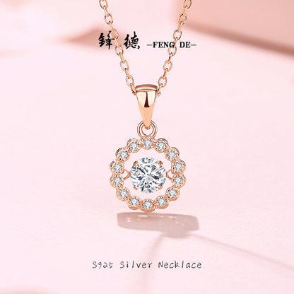 New S925 pure silver minimalist forest style sunflower necklace, niche pendant, agile collarbone chain