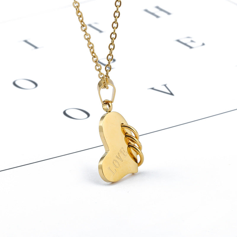 Valentine's Day Love Accessories LOVE Simple Stainless Steel Pendant 18 Gold Titanium Steel Necklace