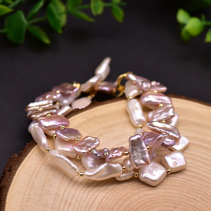 Baroque natural freshwater pearl bracelet, retro summer color retention bracelet, niche high-end handmade fashion accessory