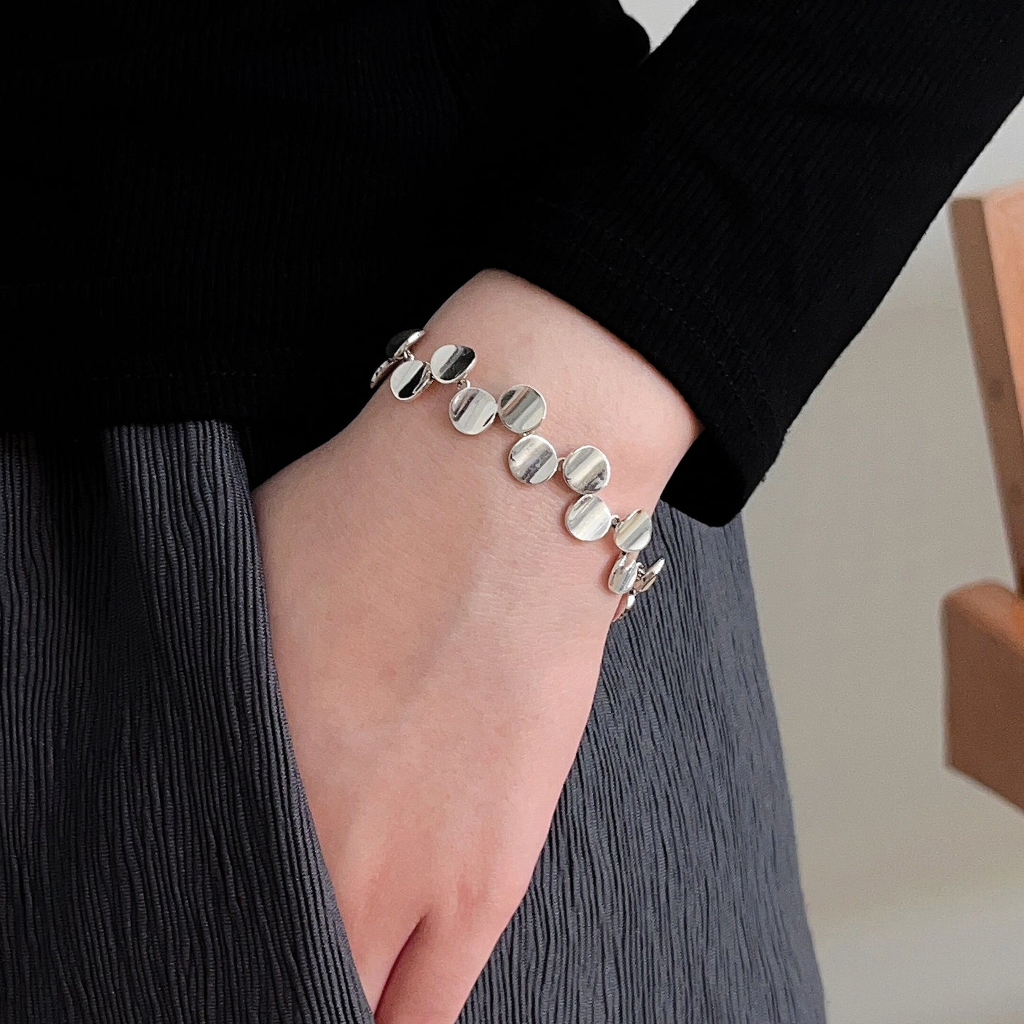 Yinruitai s925 pure silver bracelet, Korean version, minimalist style