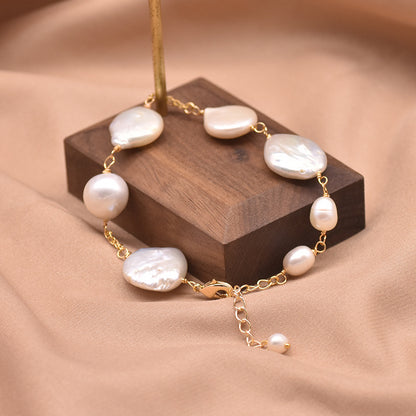 Baroque natural freshwater pearl bracelet, retro summer color retention bracelet, niche high-end handmade fashion accessory