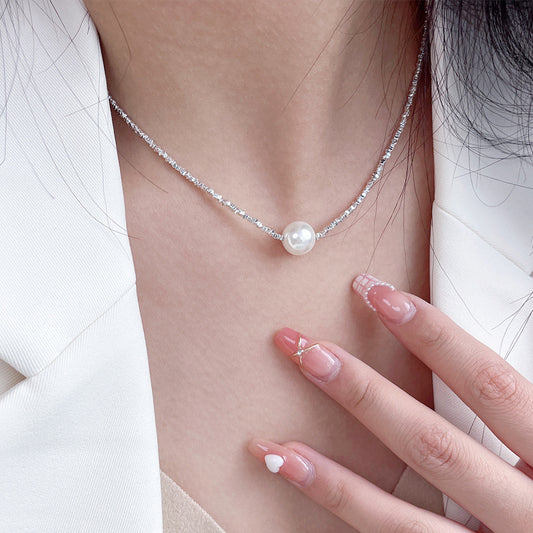 925 sterling silver safe broken silver necklace, collarbone chain, hand woven accessories, atmospheric jewelry