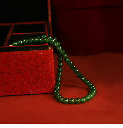 New Chinese style headwear, green bamboo hairpin, phoenix hairpin necklace, earrings, paired hairpin, swaying step by step