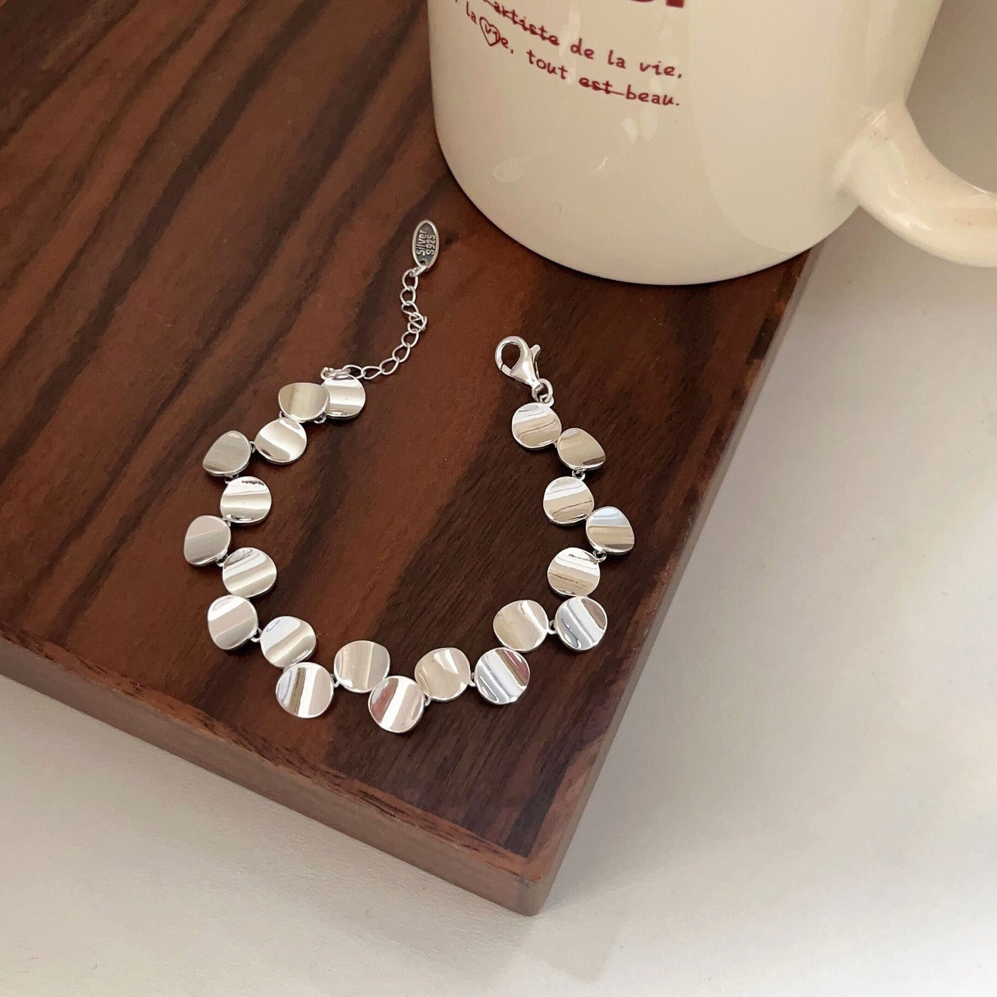 Yinruitai s925 pure silver bracelet, Korean version, minimalist style