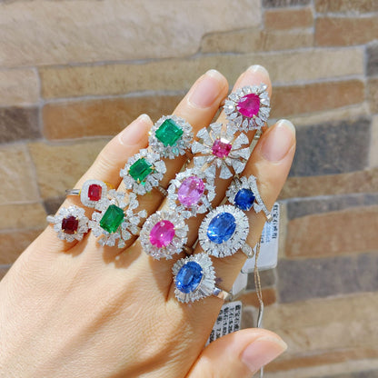 S925 pure silver inlaid with natural ruby bracelet, simple and fashionable # Caibao Jewelry