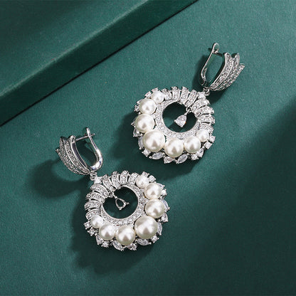earrings  Vintage full diamond pearl earrings