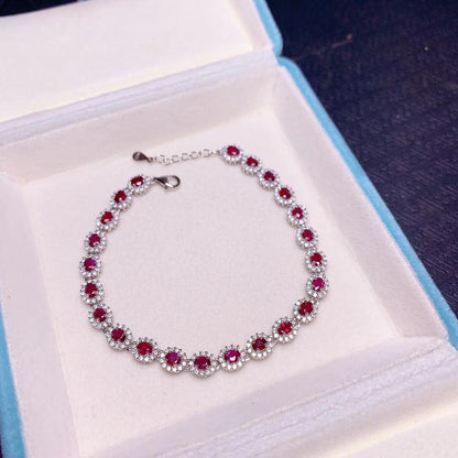 Natural Pigeon Blood Ruby Set Full Body 925 Silver Inlaid Charm Color Gemstone Jewelry