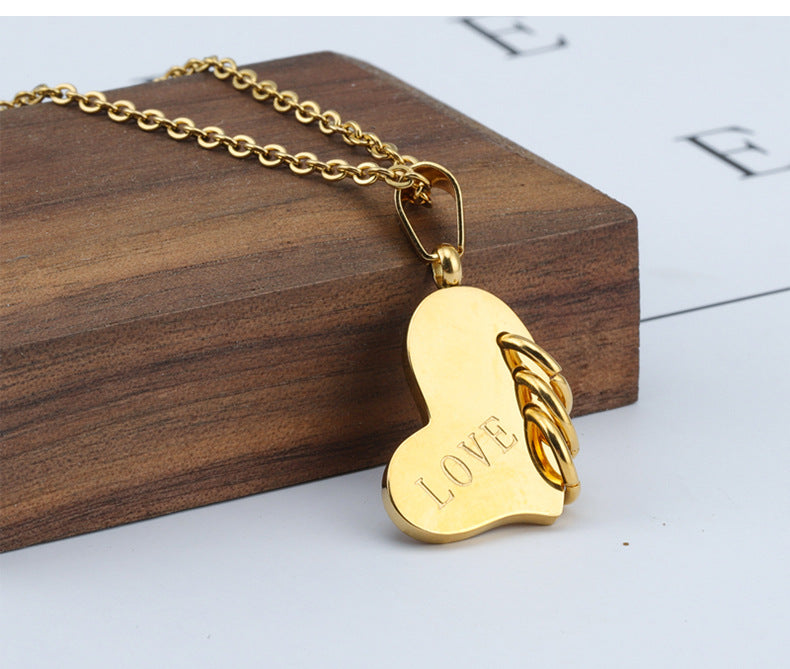 Valentine's Day Love Accessories LOVE Simple Stainless Steel Pendant 18 Gold Titanium Steel Necklace