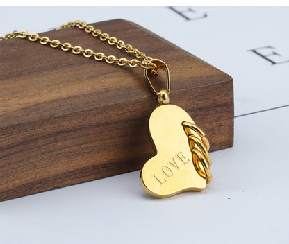 Valentine's Day Love Accessories LOVE Simple Stainless Steel Pendant 18 Gold Titanium Steel Necklace