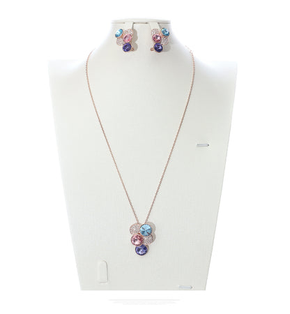 Necklace and earrings set, versatile inlaid crystal earrings, long necklace