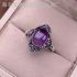 Ring amethyst ring S925 silver inlaid retro making old Nepalese lace women's ring rings