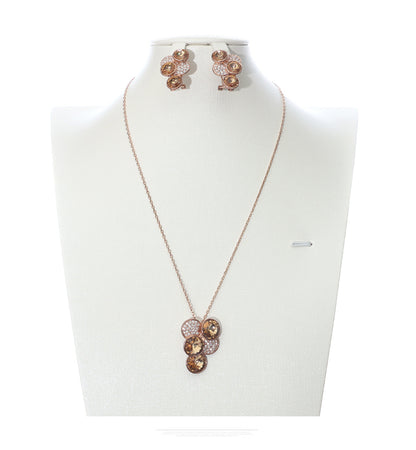 Necklace and earrings set, versatile inlaid crystal earrings, long necklace