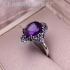 Ring amethyst ring S925 silver inlaid retro making old Nepalese lace women's ring rings