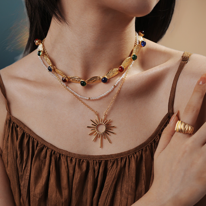 necklace  Vintage style exaggerated metal geometric pendant necklace