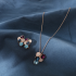 Necklace and earrings set, versatile inlaid crystal earrings, long necklace