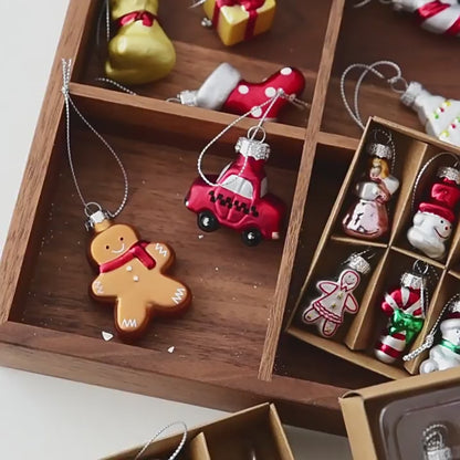 New Christmas Decoration Santa Claus Snowman Decoration Christmas Tree Pendant Creative Glass Painted Small Pendant