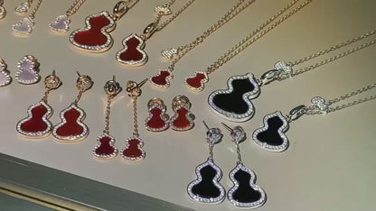 New Hulu Necklace Women's Red Agate White Beimu 925 Silver Ferry 18k Rose Gold Diamond Pendant Flat Ankle chain