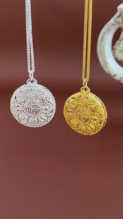 S925 sterling silver # retro eight treasure compass necklace # women's necklace # sweater chain