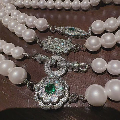 Camellia gemstone necklace with antique feel plated with 18K gold Damascus leather rose zircon earrings