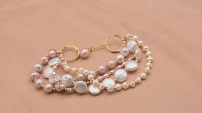 Baroque natural freshwater pearl bracelet, retro summer color retention bracelet, niche high-end handmade fashion accessory